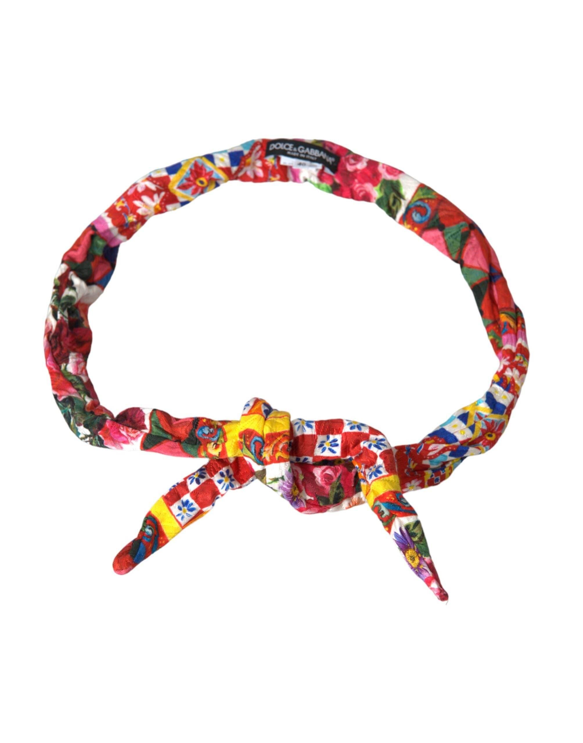 Dolce & Gabbana Multicolor Carretto Print Waist Belt - Hilstor