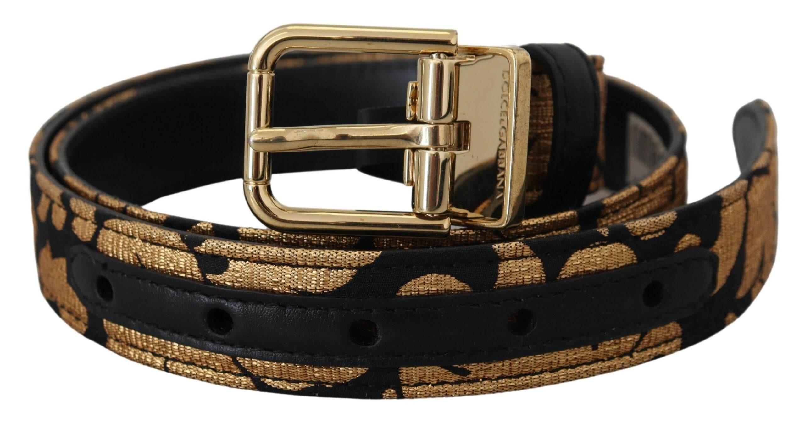 Dolce & Gabbana Multicolor Jacquard Leather Logo Buckle Belt - Hilstor