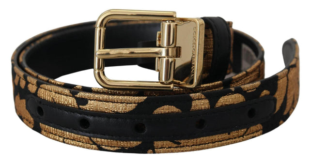 Dolce & Gabbana Multicolor Jacquard Leather Logo Buckle Belt - Hilstor