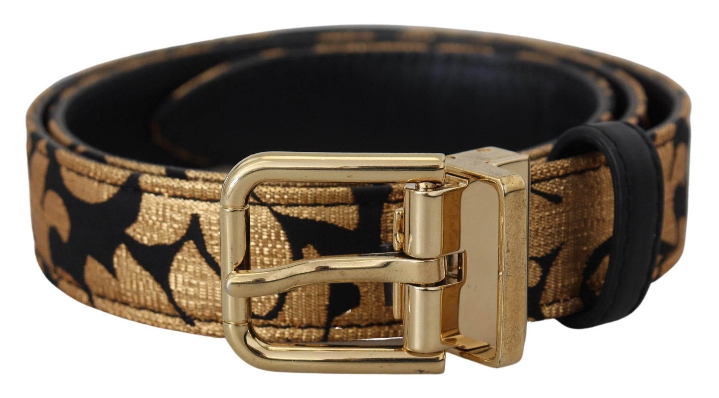Dolce & Gabbana Multicolor Jacquard Leather Logo Buckle Belt - Hilstor