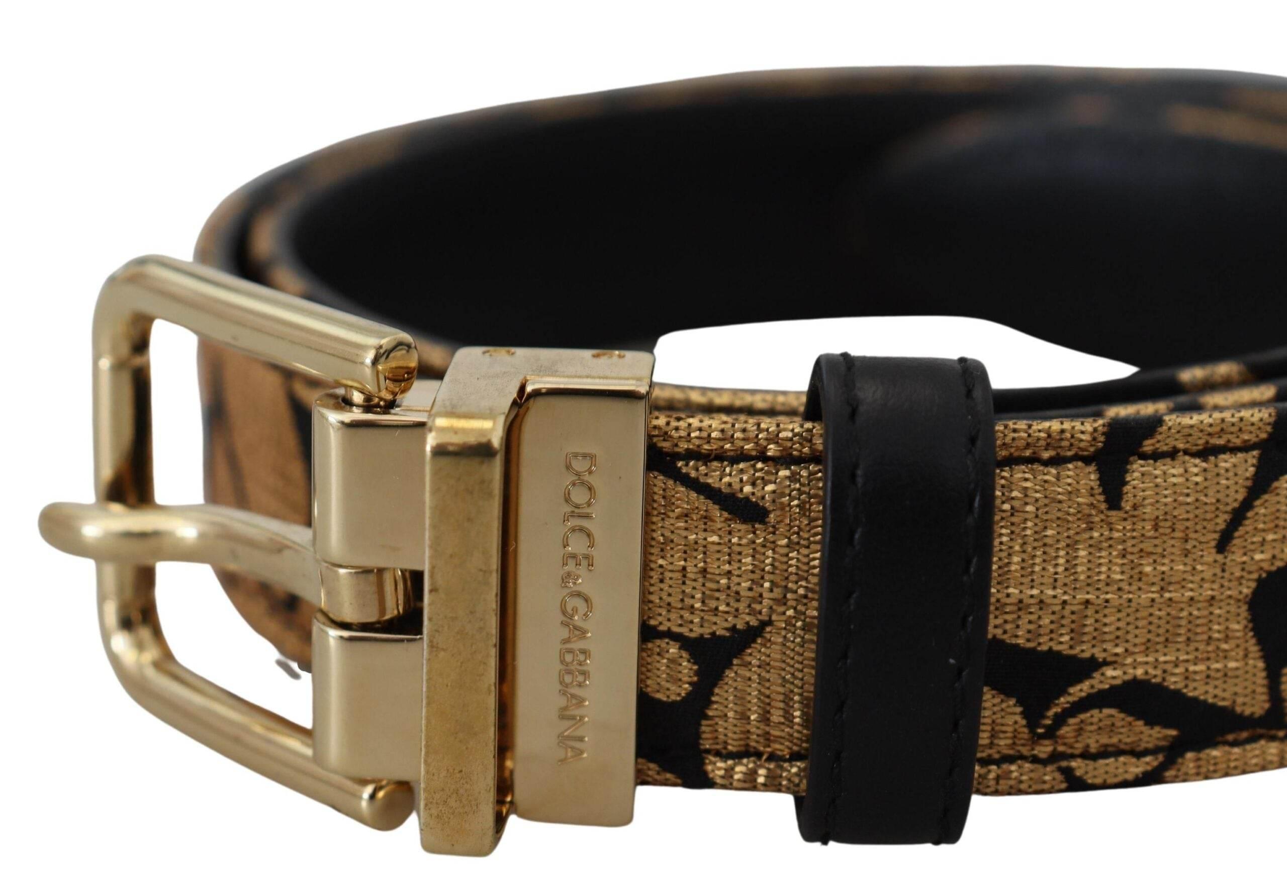 Dolce & Gabbana Multicolor Jacquard Leather Logo Buckle Belt - Hilstor