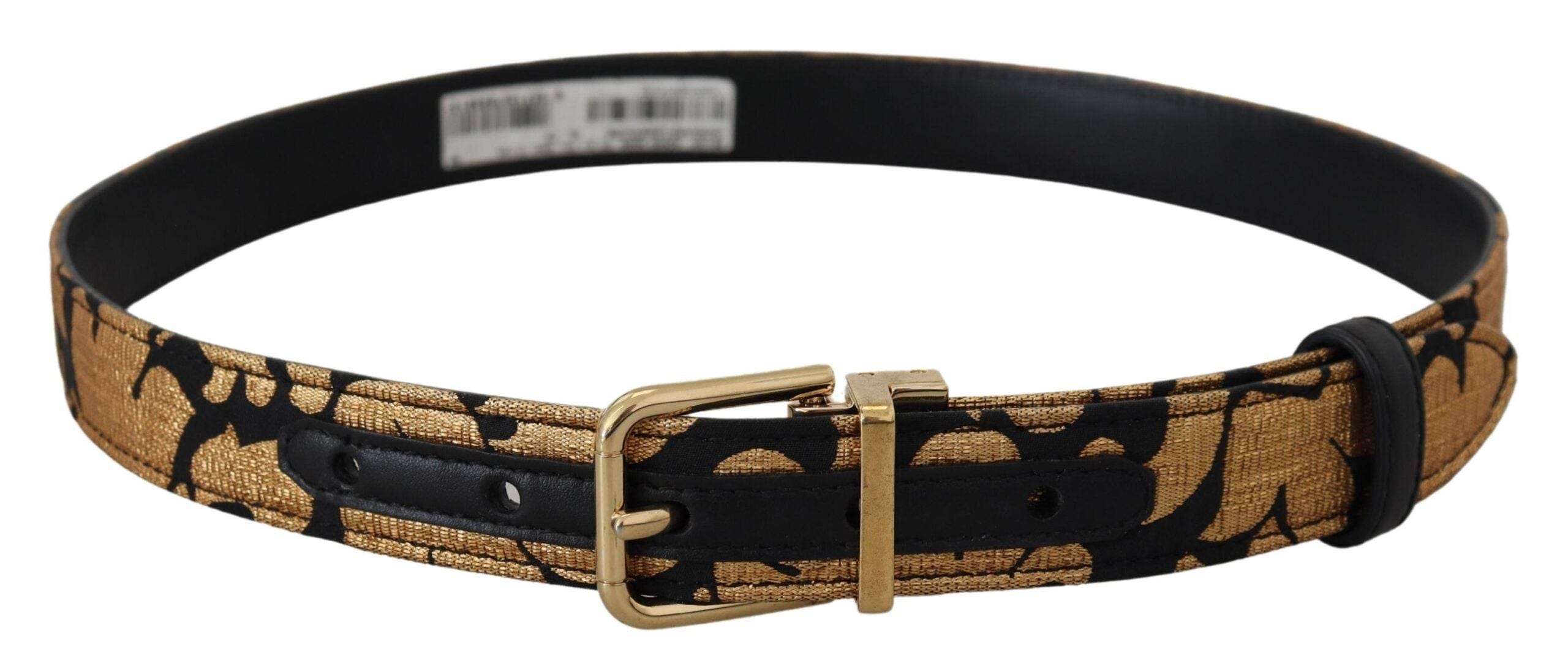 Dolce & Gabbana Multicolor Jacquard Leather Logo Buckle Belt - Hilstor