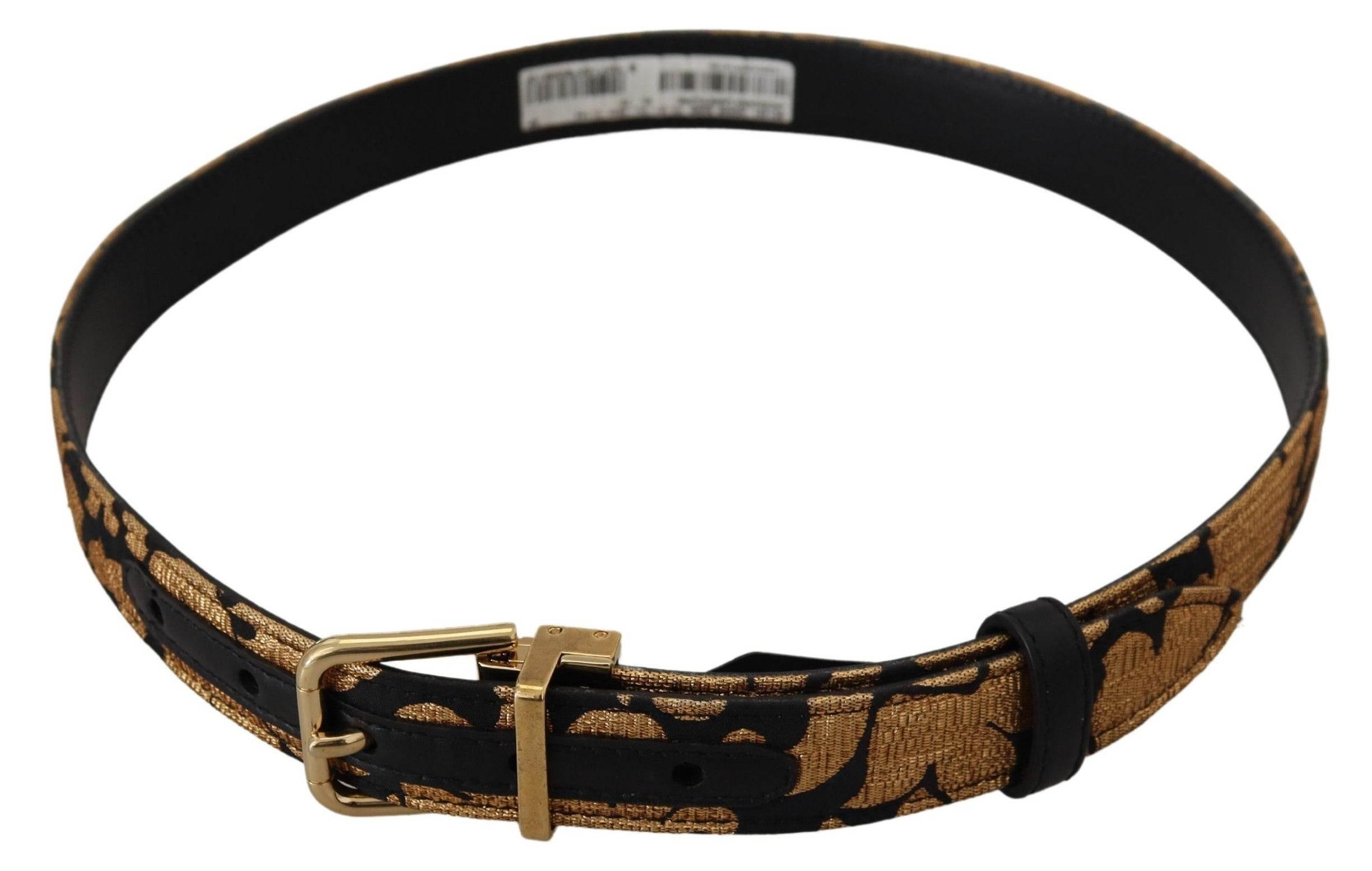 Dolce & Gabbana Multicolor Jacquard Leather Logo Buckle Belt - Hilstor