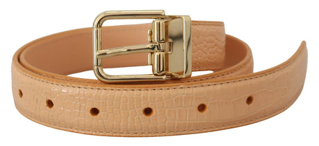 Dolce & Gabbana Beige Exotic Leather Gold Metal Buckle Belt - Hilstor