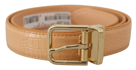 Dolce & Gabbana Beige Exotic Leather Gold Metal Buckle Belt - Hilstor