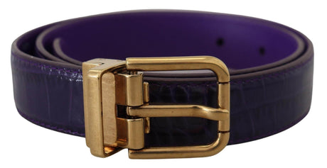 Dolce & Gabbana Purple Exotic Leather Gold Metal Buckle Belt - Hilstor