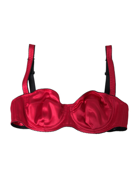Dolce & Gabbana Bordeaux Silk Stretch Balconcino Bra Underwear - Hilstor