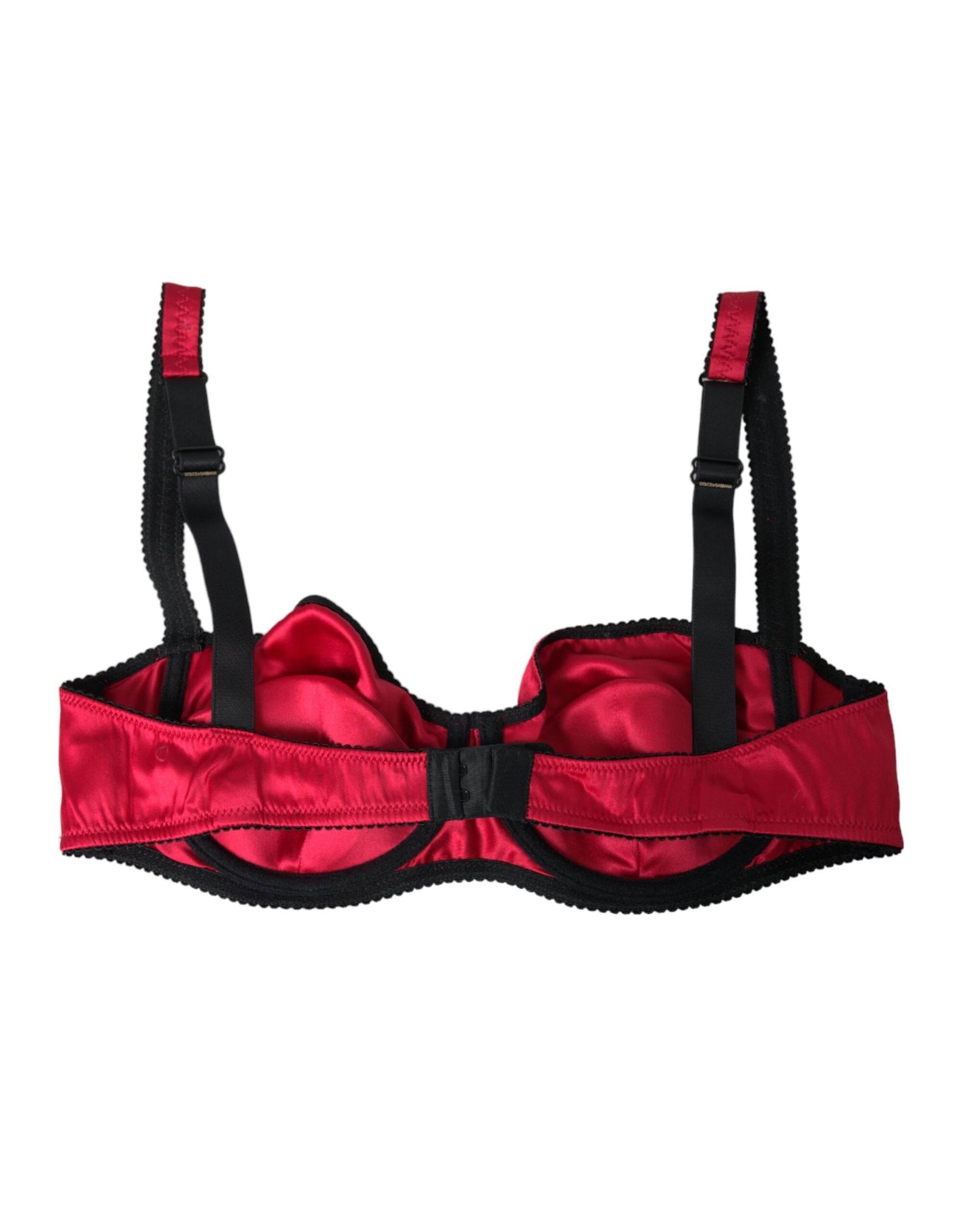 Dolce & Gabbana Bordeaux Silk Stretch Balconcino Bra Underwear - Hilstor