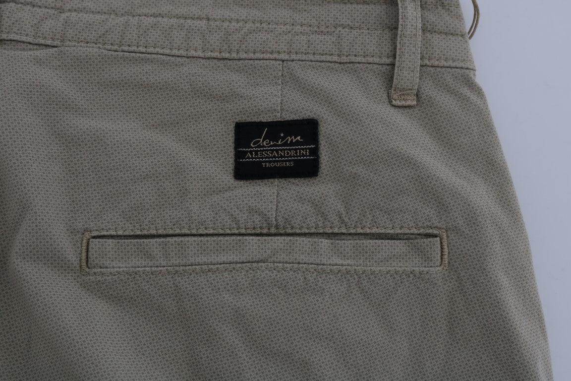 Daniele Alessandrini Beige Cotton Stretch Slim Fit Chinos - Hilstor