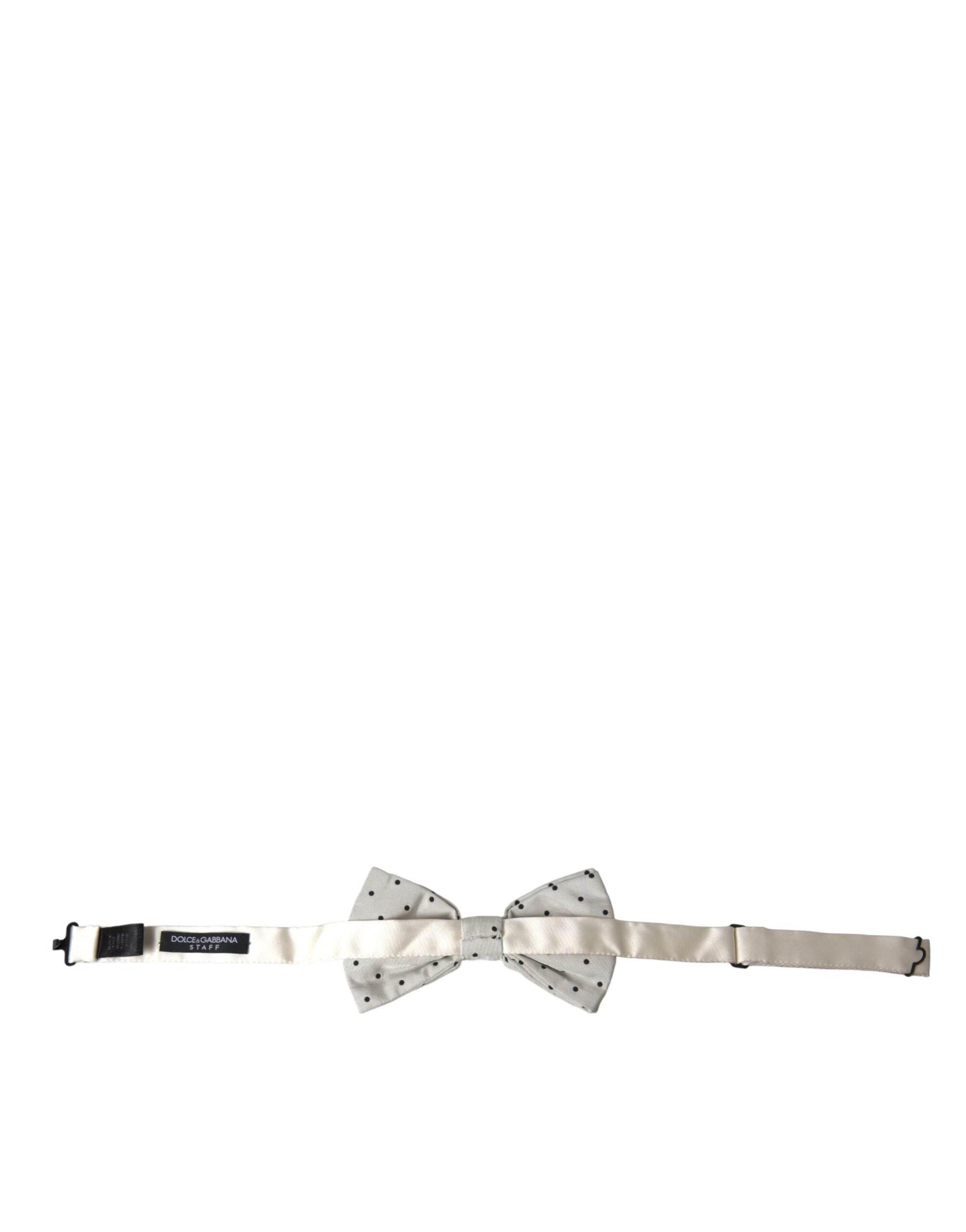 Dolce & Gabbana White Black Polka Dot Polyester Bow Tie Men - Hilstor
