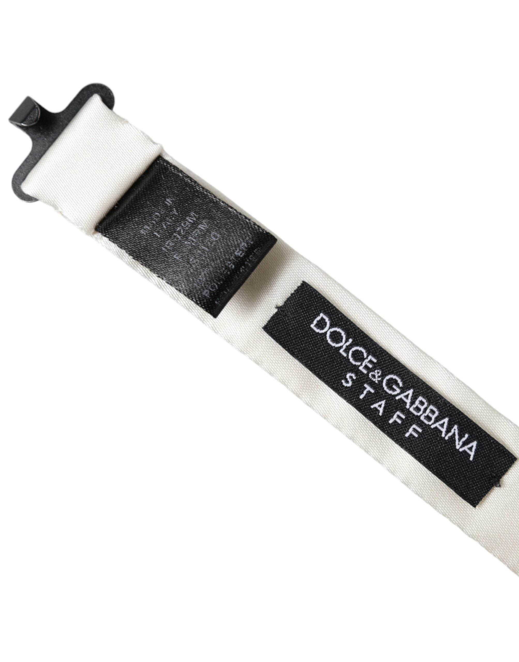 Dolce & Gabbana White Black Polka Dot Polyester Bow Tie Men - Hilstor