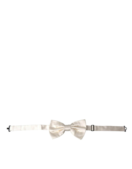 Dolce & Gabbana Off White Silk Adjustable Neck Men Bow Tie - Hilstor