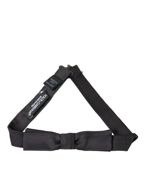 Dolce & Gabbana Dark Gray Silk Adjustable Neck Men Bow Tie - Hilstor