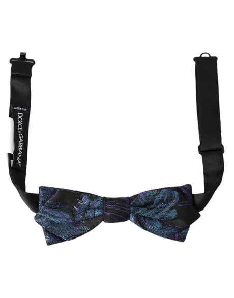 Dolce & Gabbana Black Blue Brocade Adjustable Neck Men Bow Tie - Hilstor