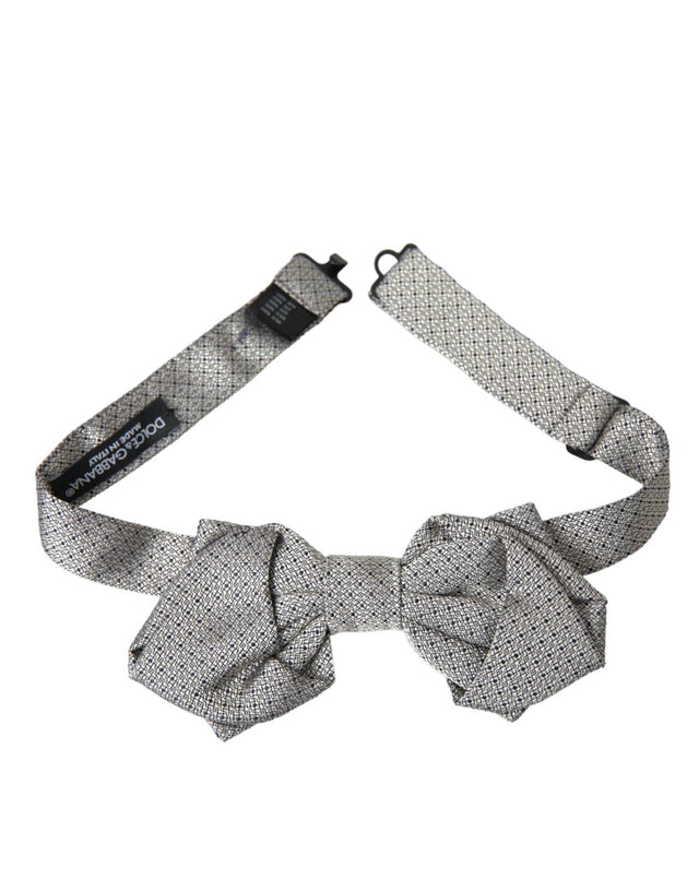 Dolce & Gabbana Gray Silk Adjustable Neck Men Bow Tie - Hilstor