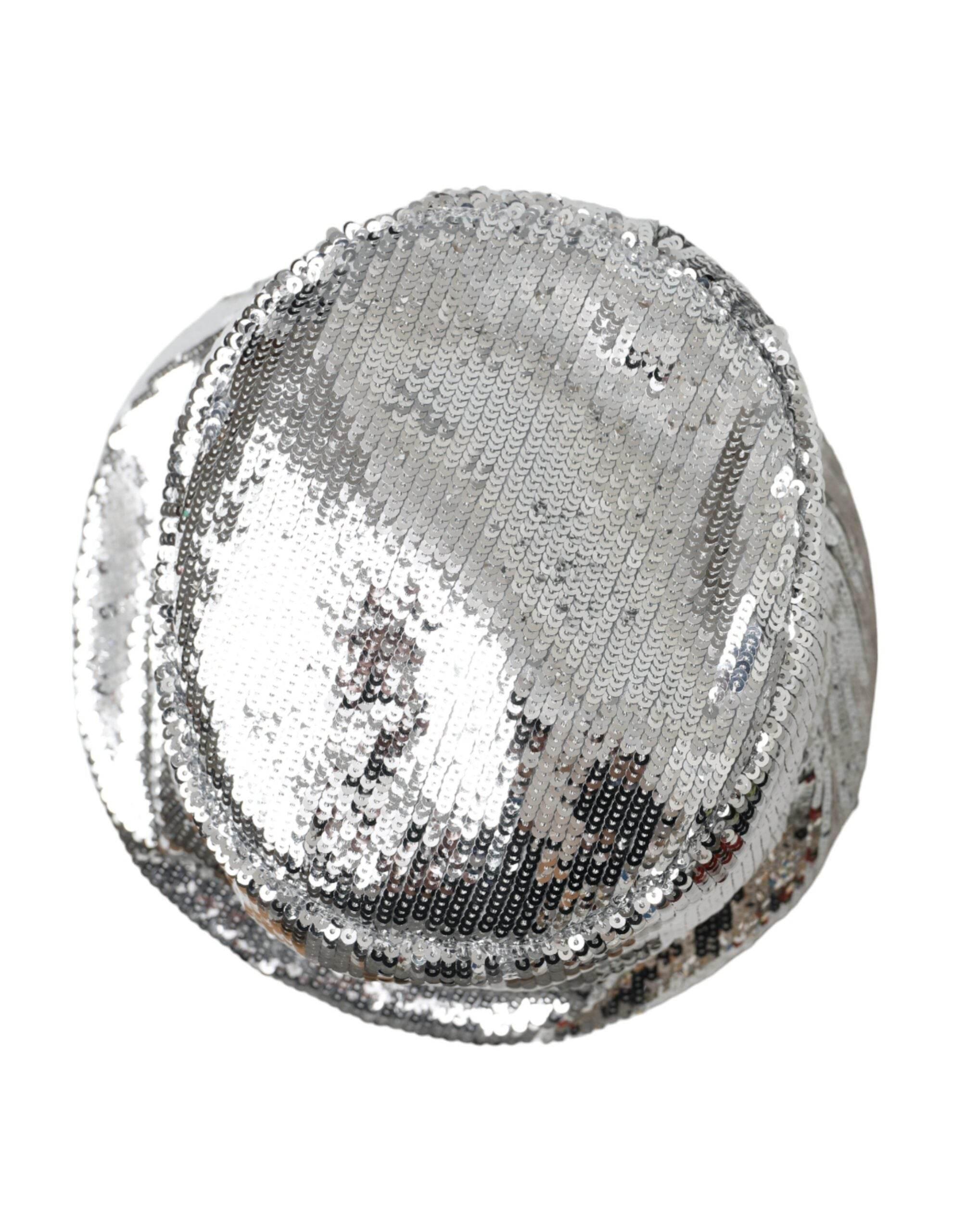 Dolce & Gabbana Silver Sequined Nylon Bucket Hat Men - Hilstor