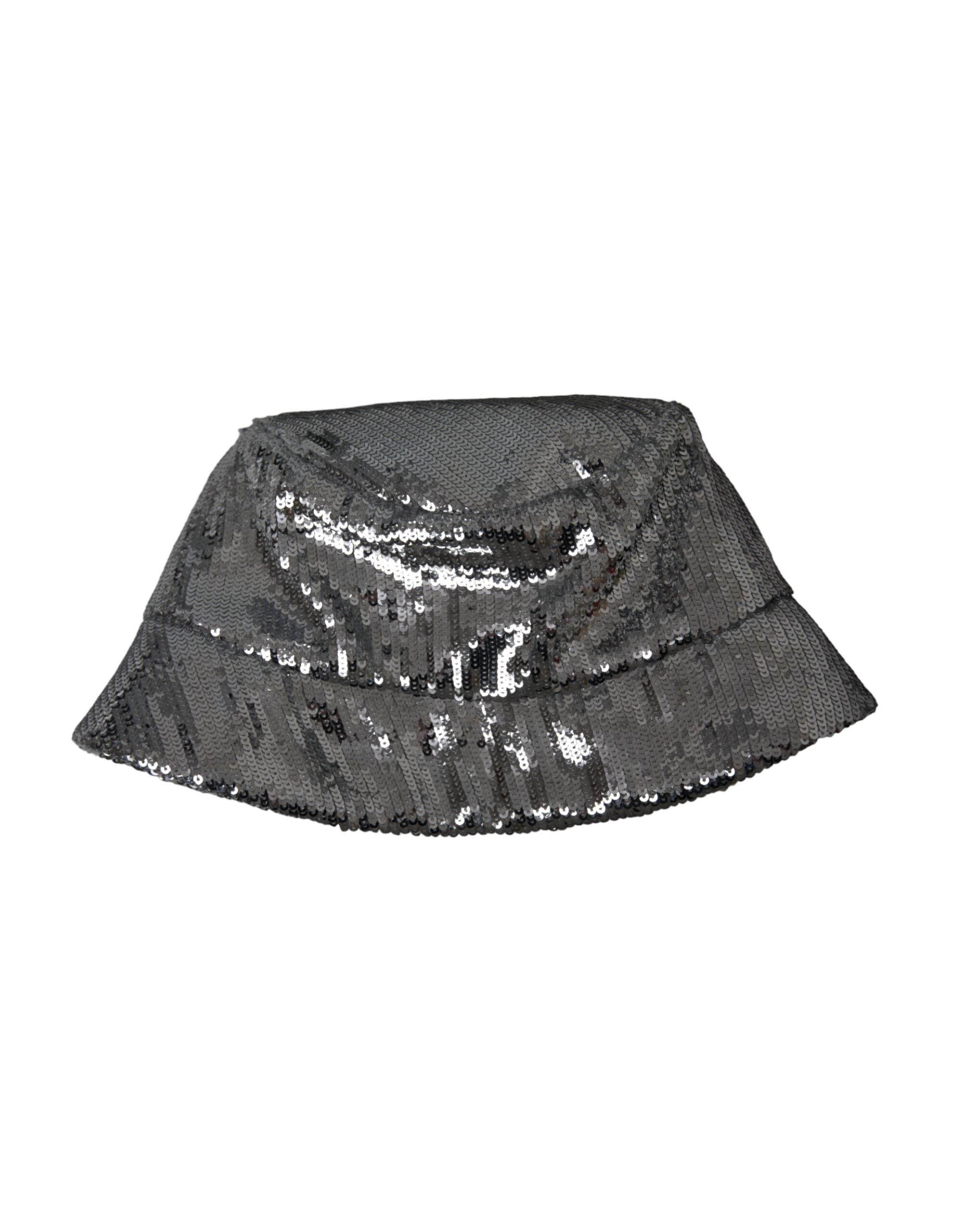 Dolce & Gabbana Silver Sequined Nylon Bucket Hat Men - Hilstor