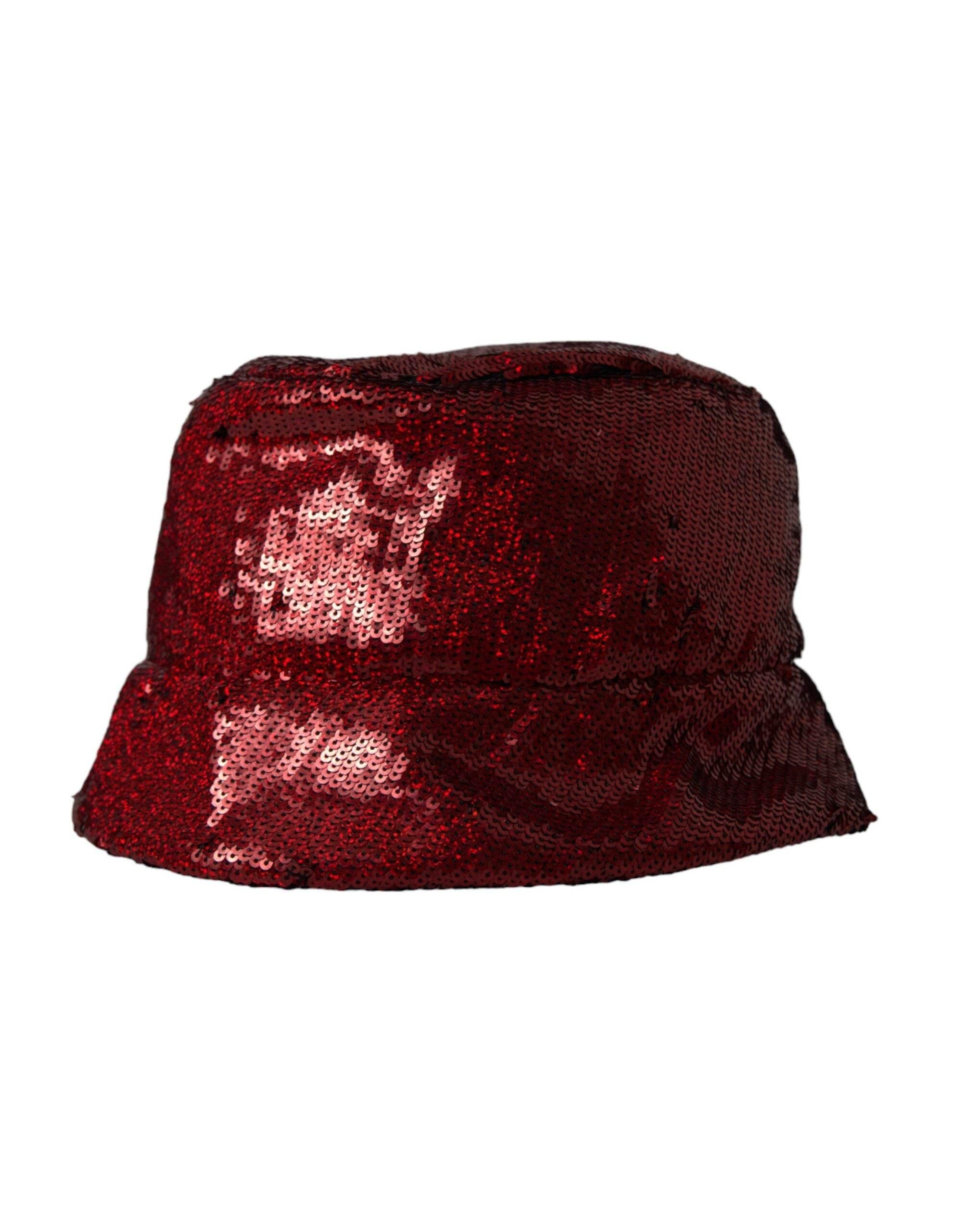 Dolce & Gabbana Red Sequined Nylon Bucket Hat Men - Hilstor