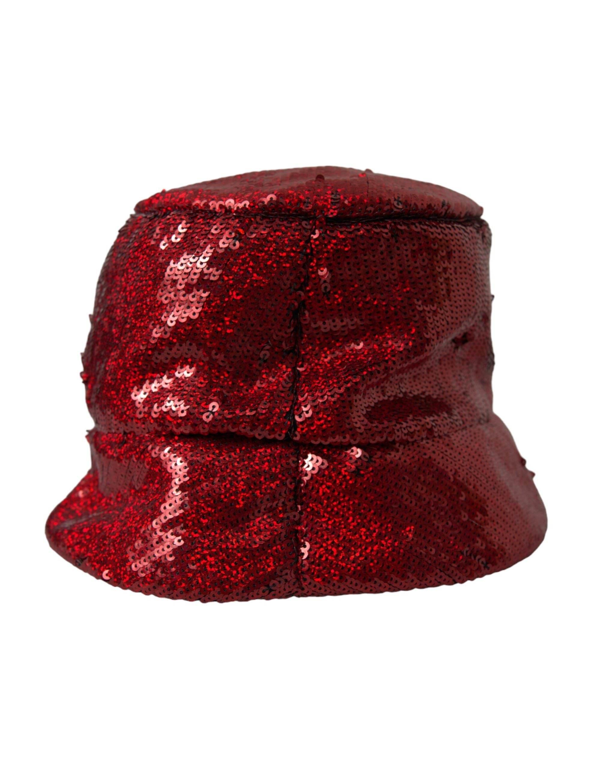 Dolce & Gabbana Red Sequined Nylon Bucket Hat Men - Hilstor