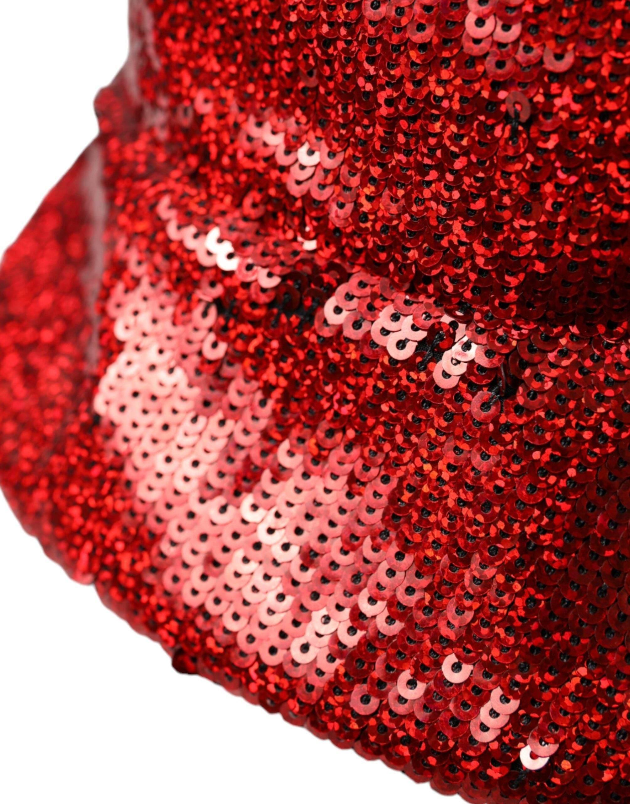 Dolce & Gabbana Red Sequined Nylon Bucket Hat Men - Hilstor