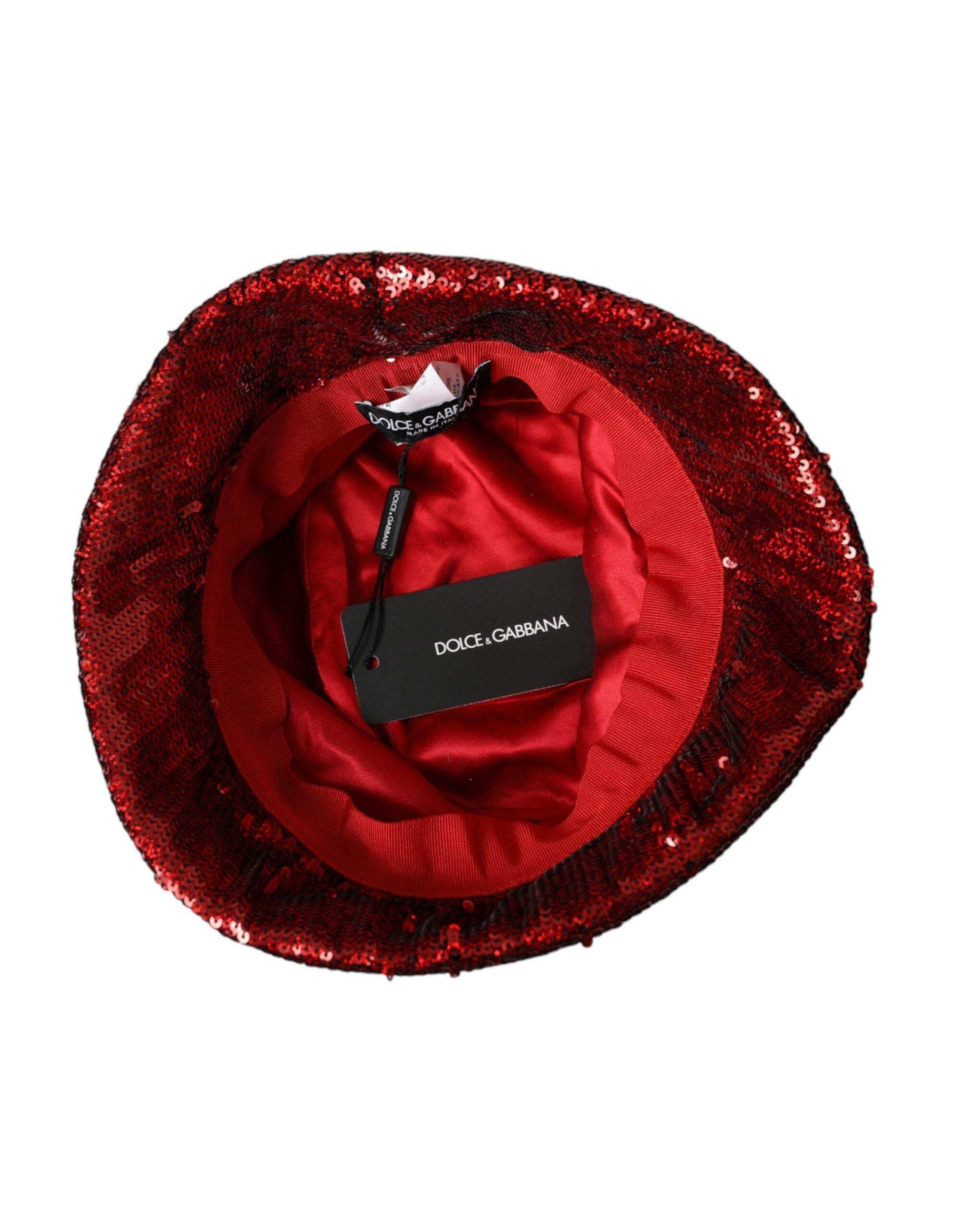 Dolce & Gabbana Red Sequined Nylon Bucket Hat Men - Hilstor