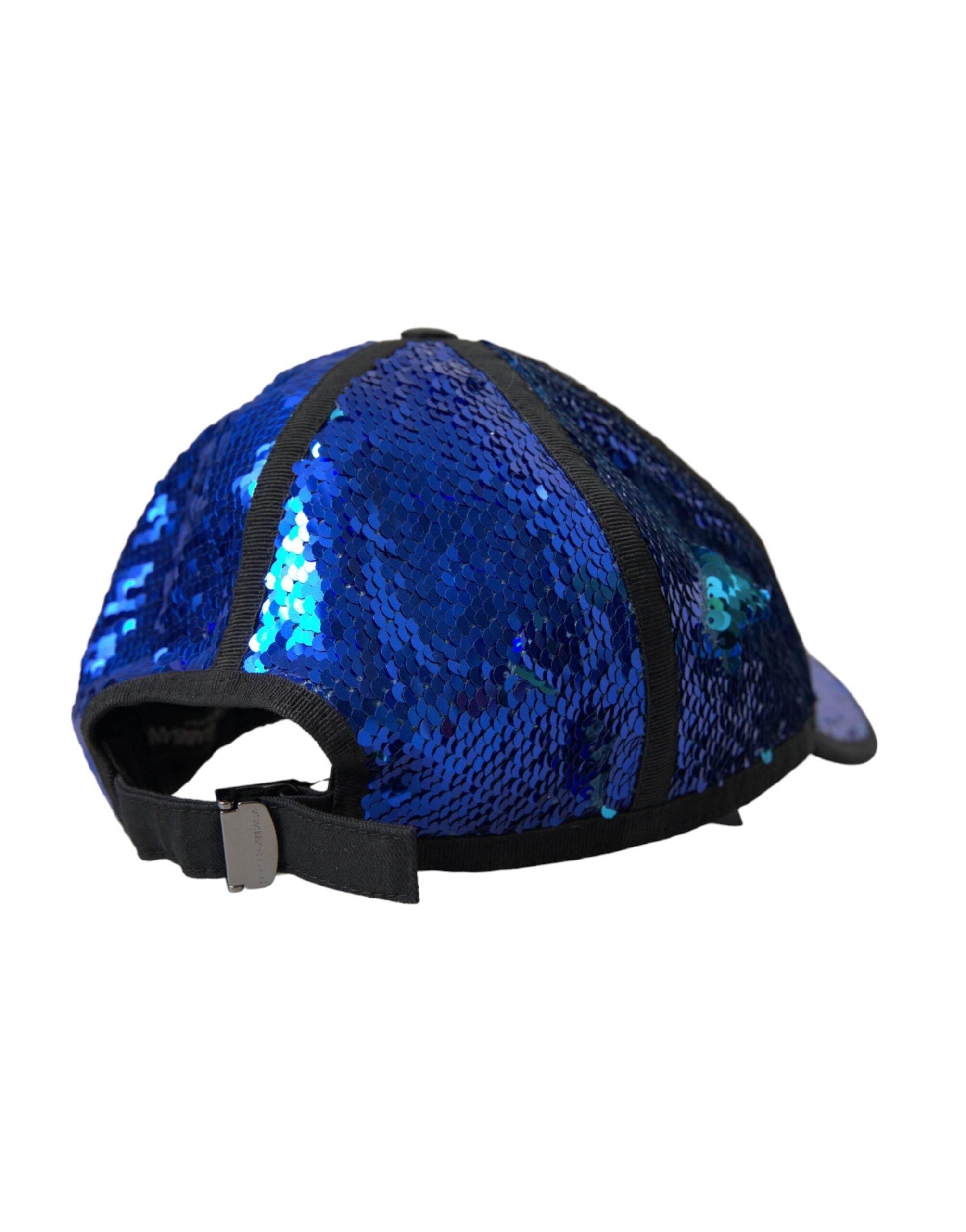 Dolce & Gabbana Royal Blue Sequin Baseball Hat Men - Hilstor