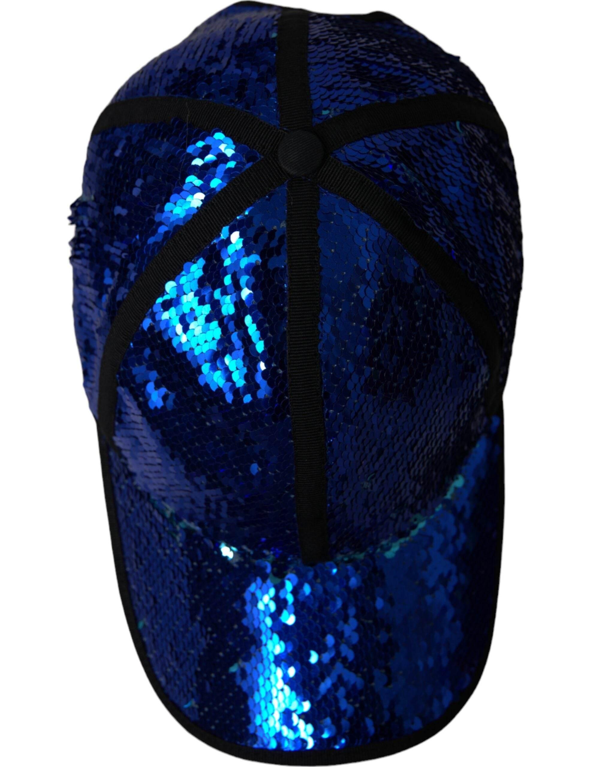 Dolce & Gabbana Royal Blue Sequin Baseball Hat Men - Hilstor