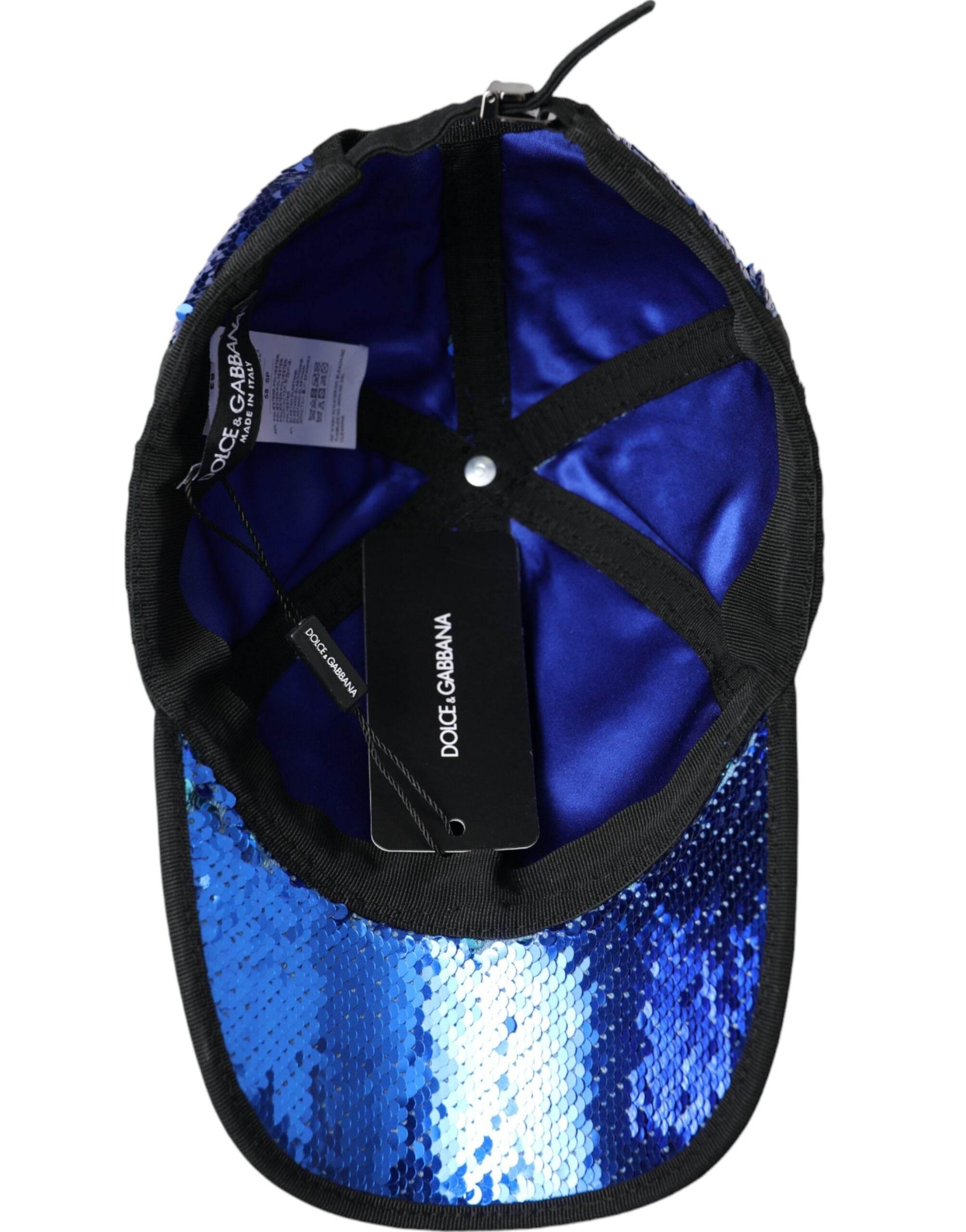 Dolce & Gabbana Royal Blue Sequin Baseball Hat Men - Hilstor