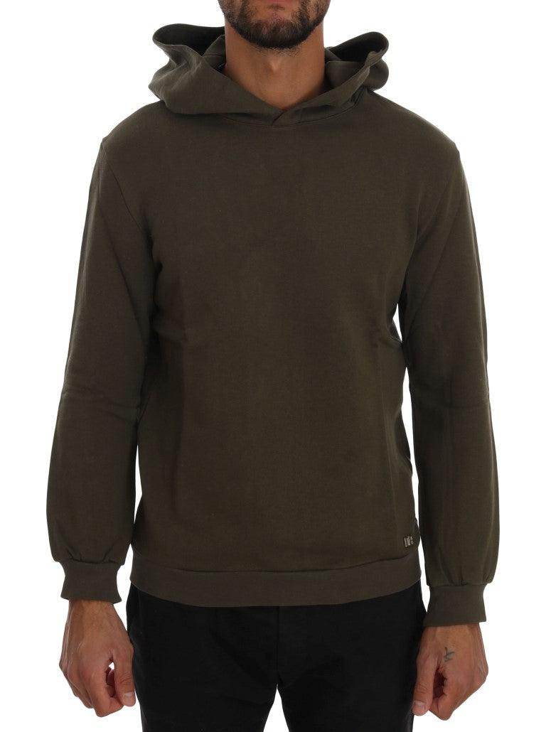 Daniele Alessandrini Green Pullover Hodded Cotton Sweater - Hilstor