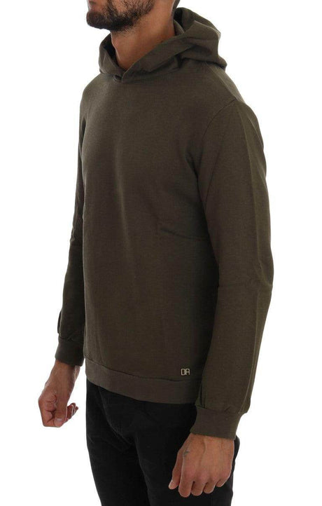 Daniele Alessandrini Green Pullover Hodded Cotton Sweater - Hilstor