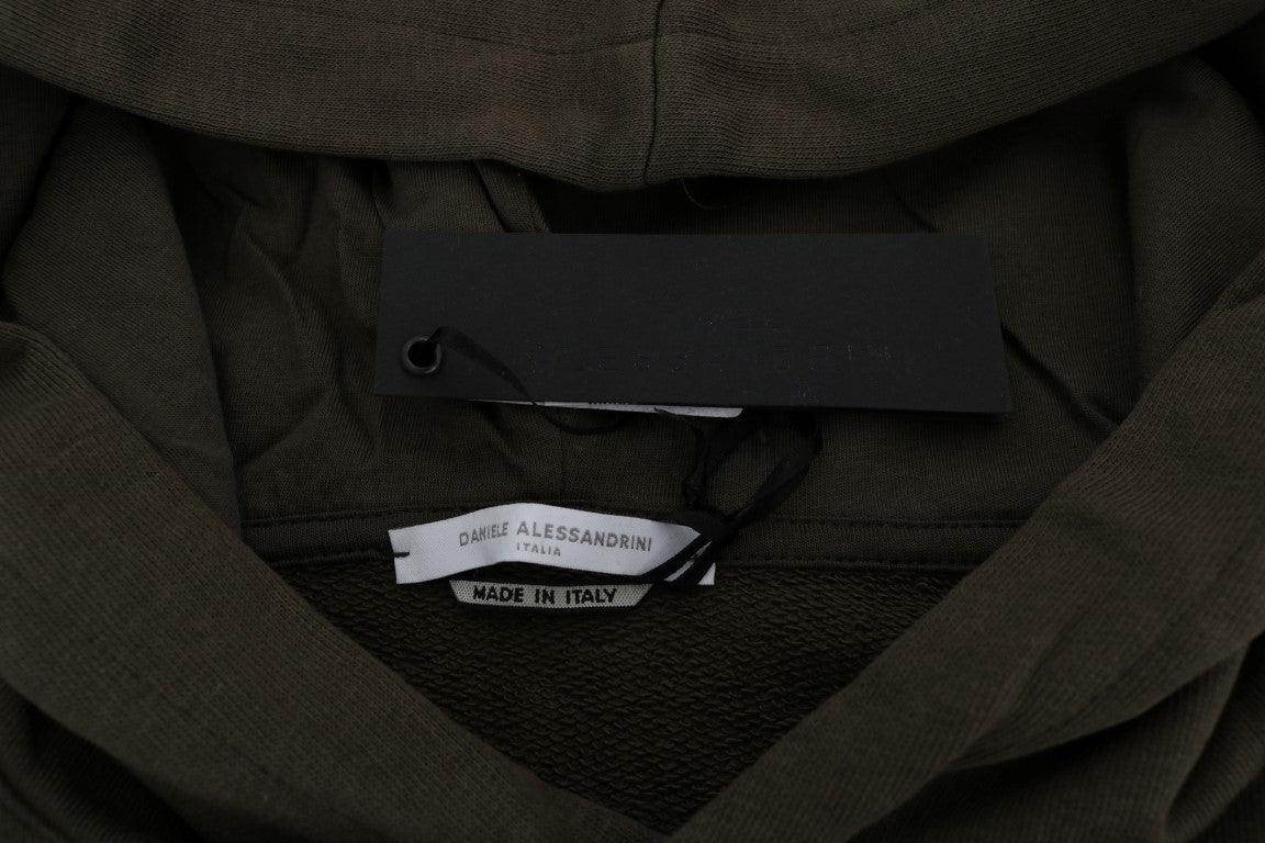 Daniele Alessandrini Green Pullover Hodded Cotton Sweater - Hilstor