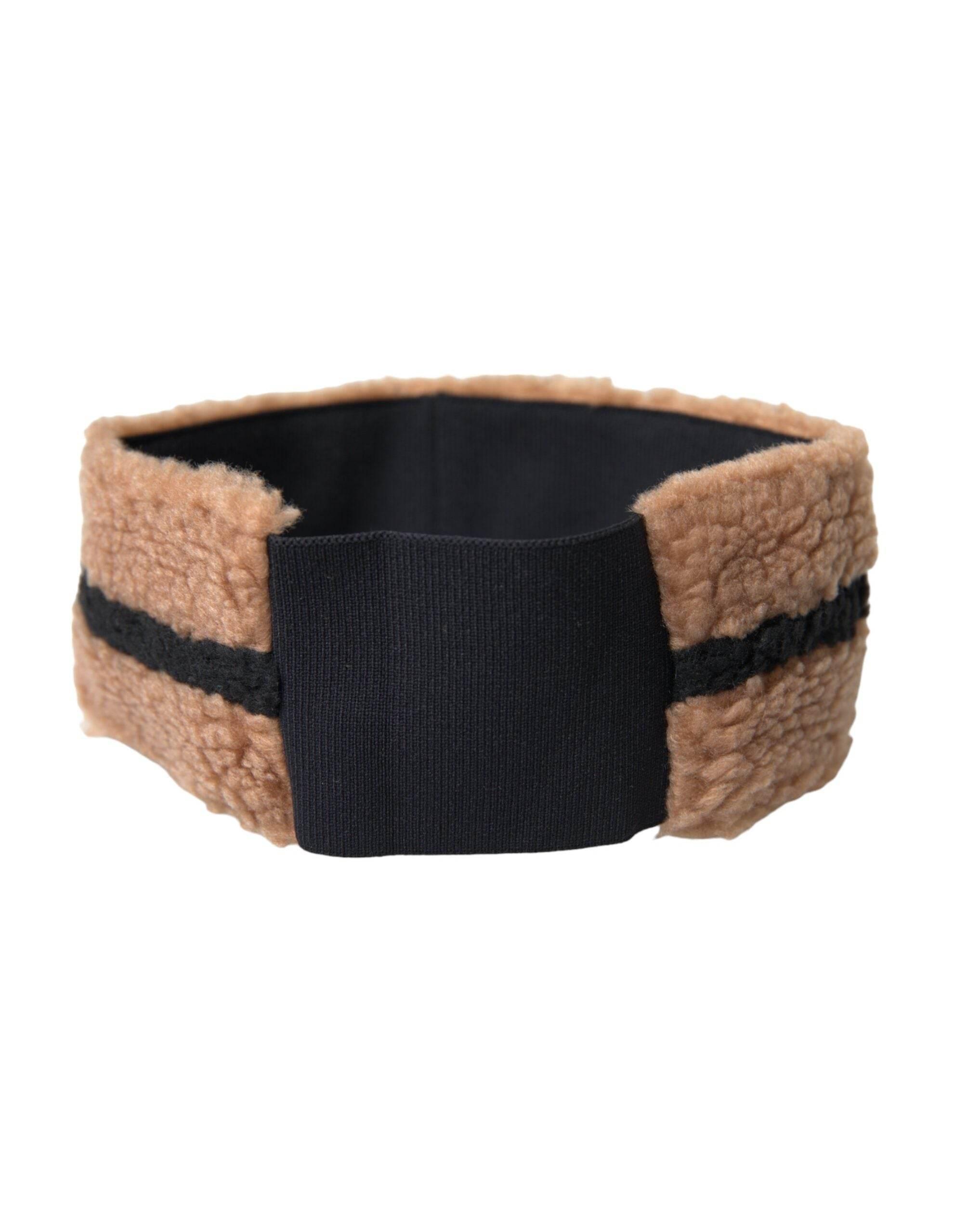 Dolce & Gabbana Brown Black Fleece Wool Head Band Hat Men - Hilstor