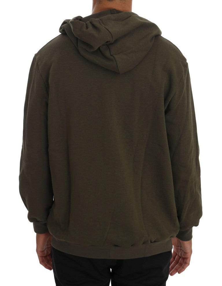 Daniele Alessandrini Green Full Zipper Hodded Cotton Sweater - Hilstor