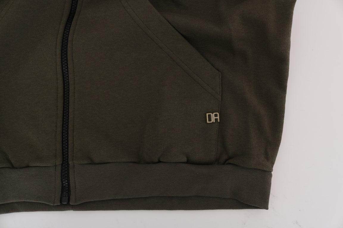 Daniele Alessandrini Green Full Zipper Hodded Cotton Sweater - Hilstor