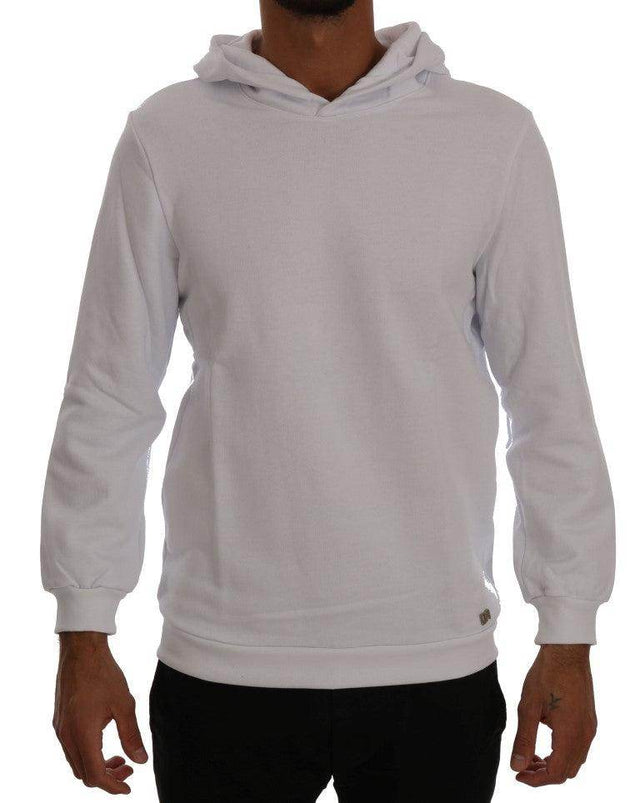 Daniele Alessandrini White Pullover Hodded Cotton Sweater - Hilstor