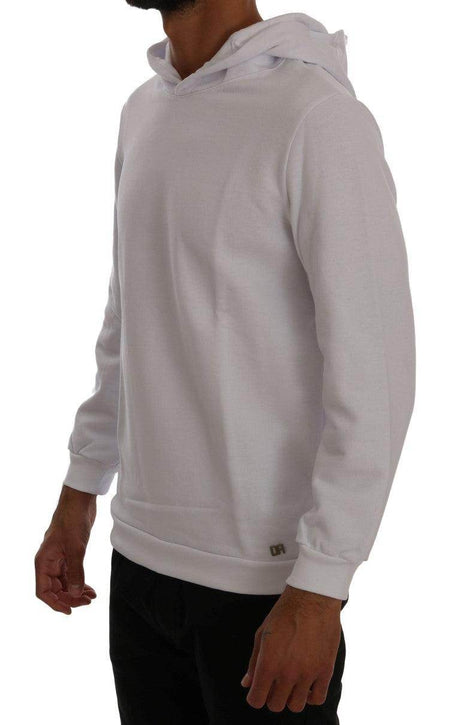 Daniele Alessandrini White Pullover Hodded Cotton Sweater - Hilstor