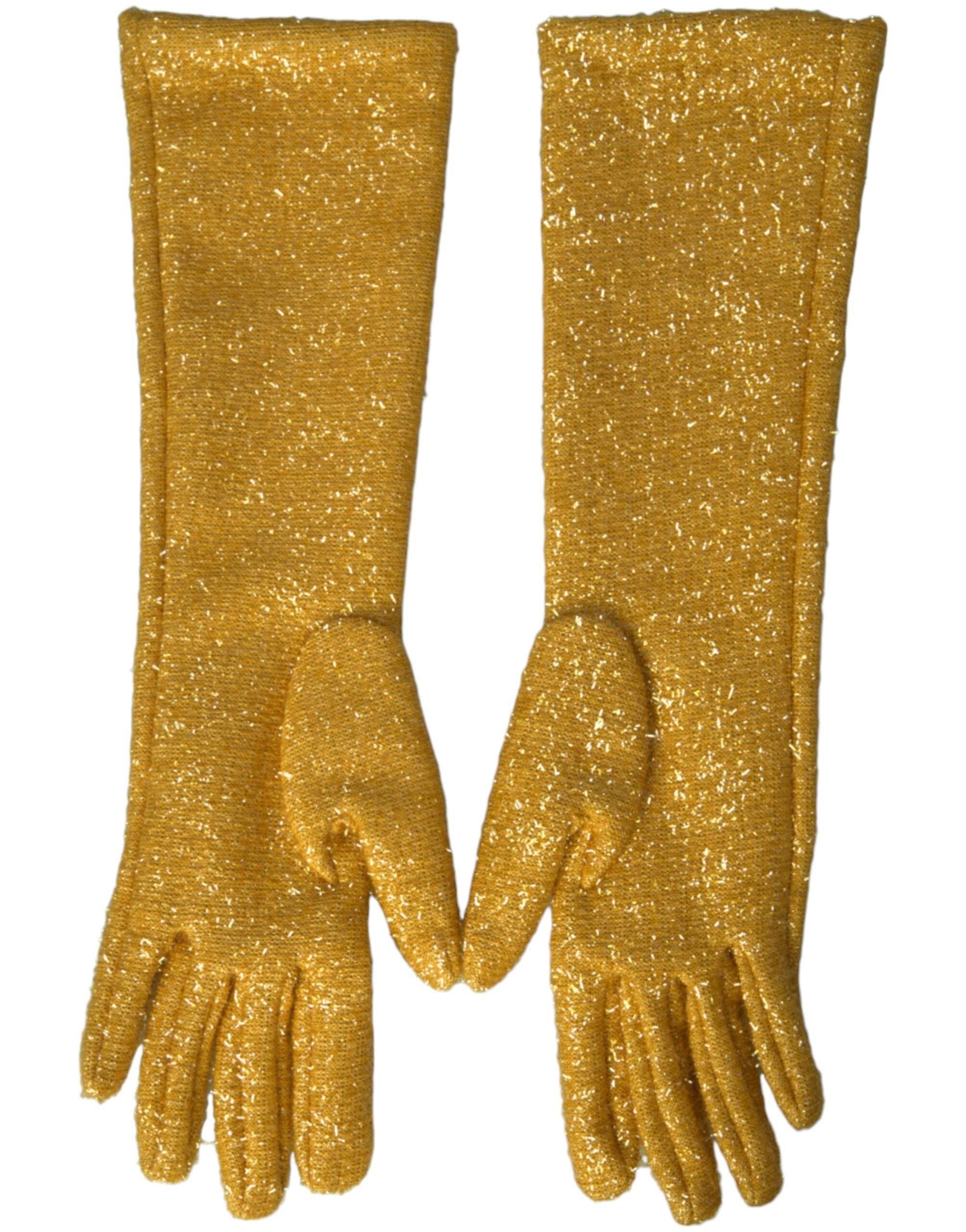 Dolce & Gabbana Gold Lurex Fantasia Mid Arm Length Gloves - Hilstor