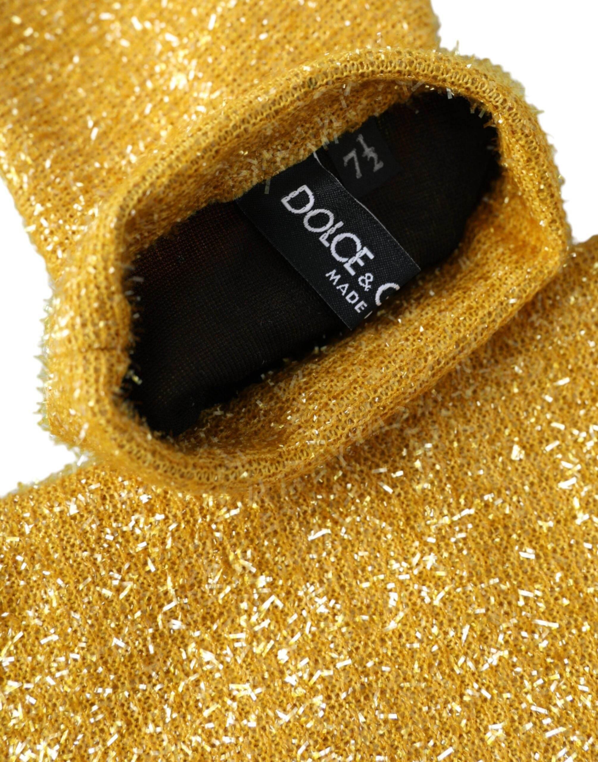 Dolce & Gabbana Gold Lurex Fantasia Mid Arm Length Gloves - Hilstor