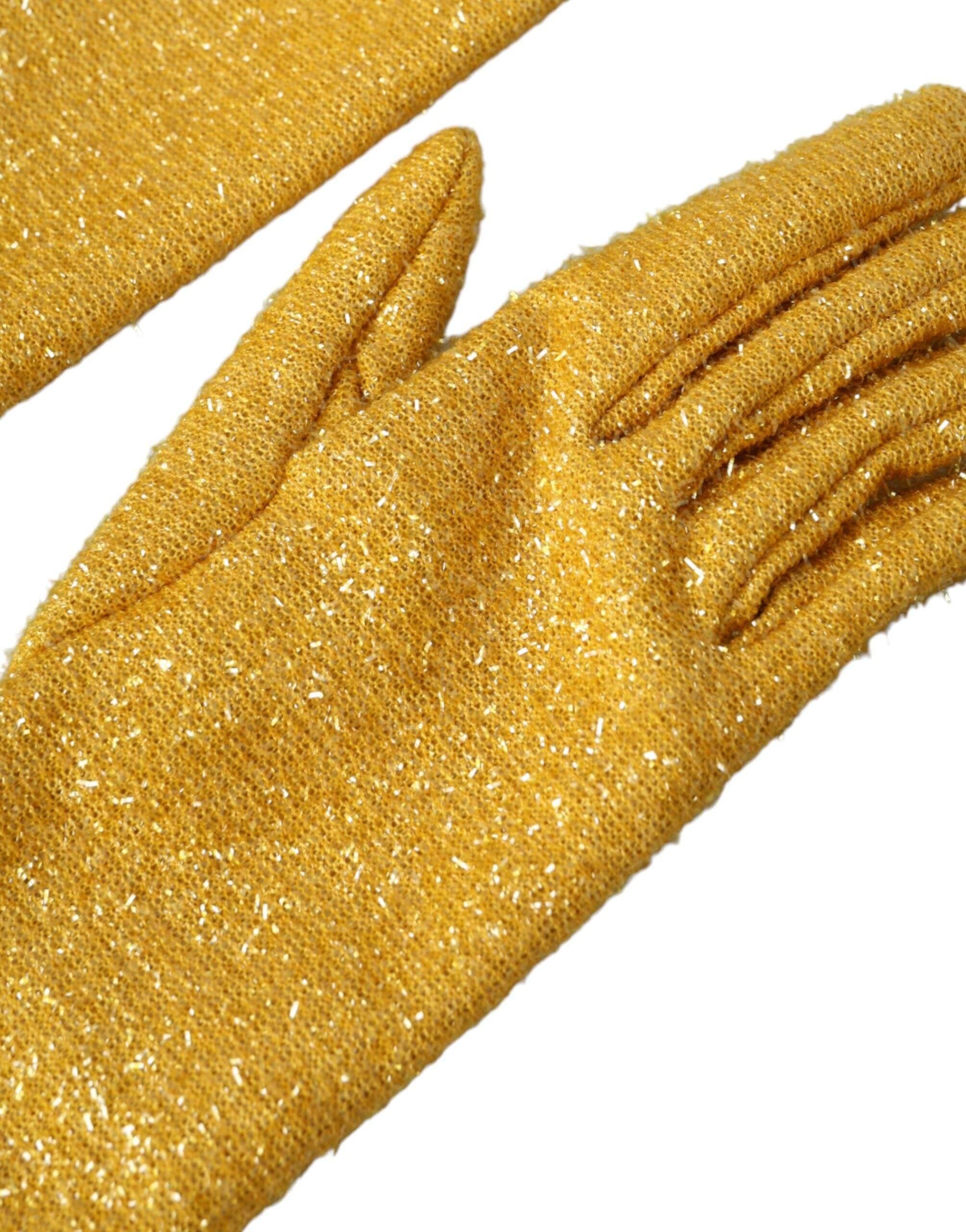 Dolce & Gabbana Gold Lurex Fantasia Mid Arm Length Gloves - Hilstor