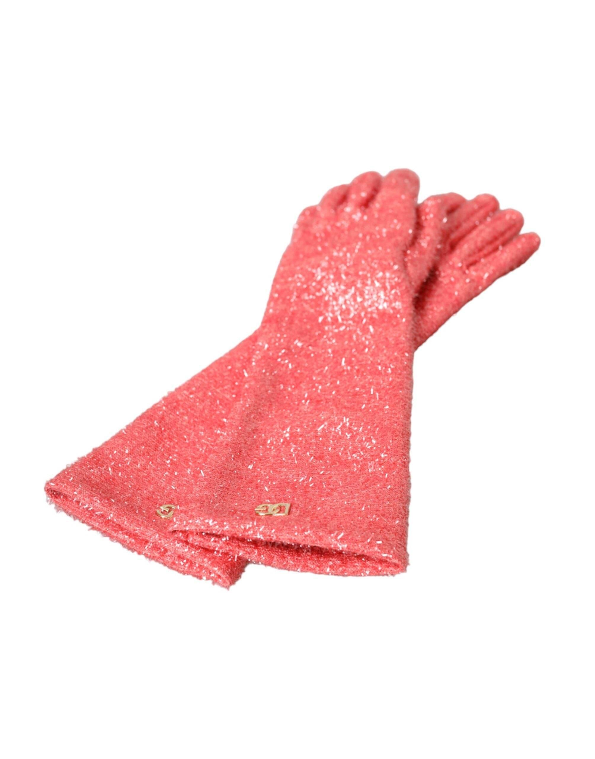 Dolce & Gabbana Pink Lurex Fantasia Mid Arm Length Gloves - Hilstor