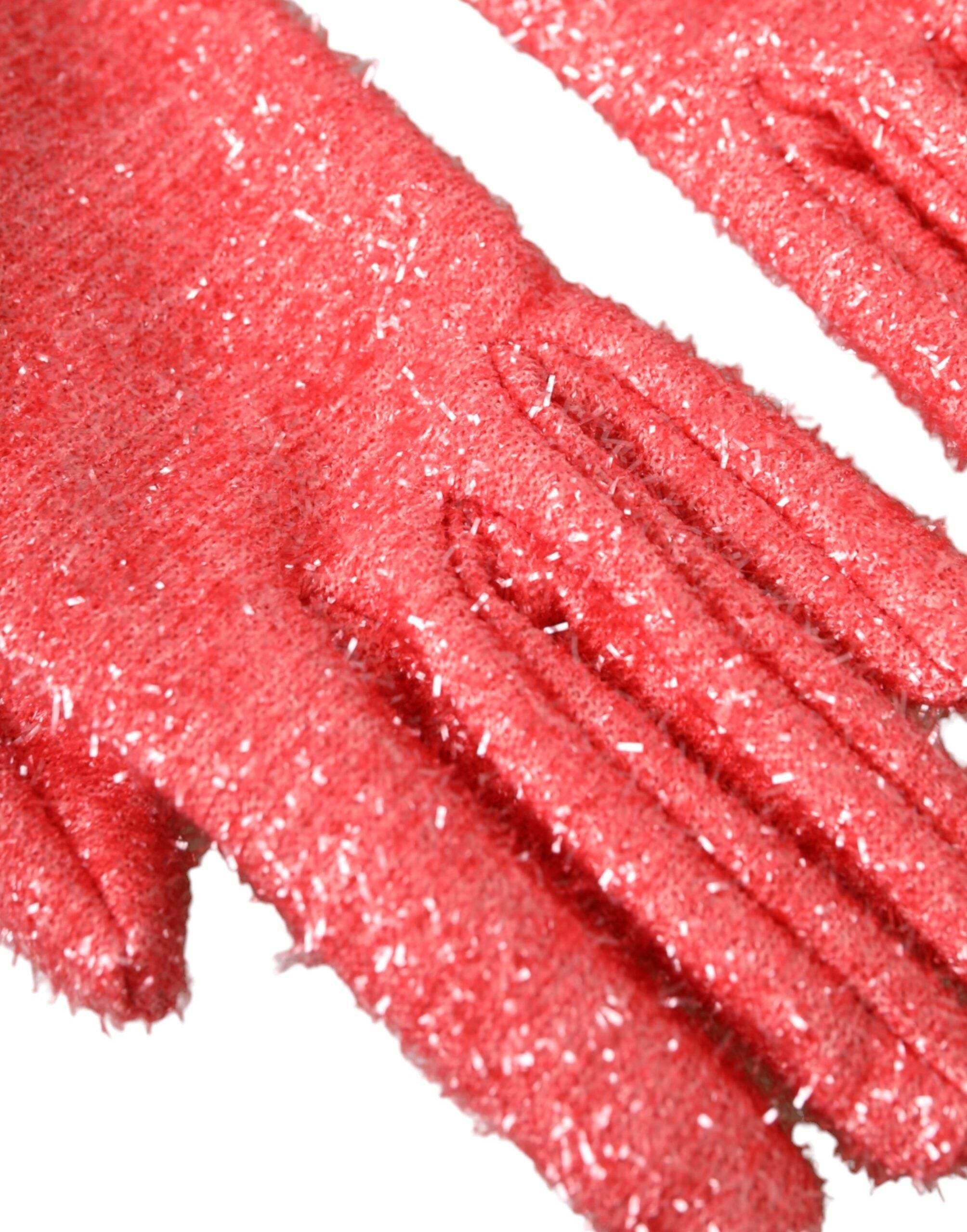 Dolce & Gabbana Pink Lurex Fantasia Mid Arm Length Gloves - Hilstor
