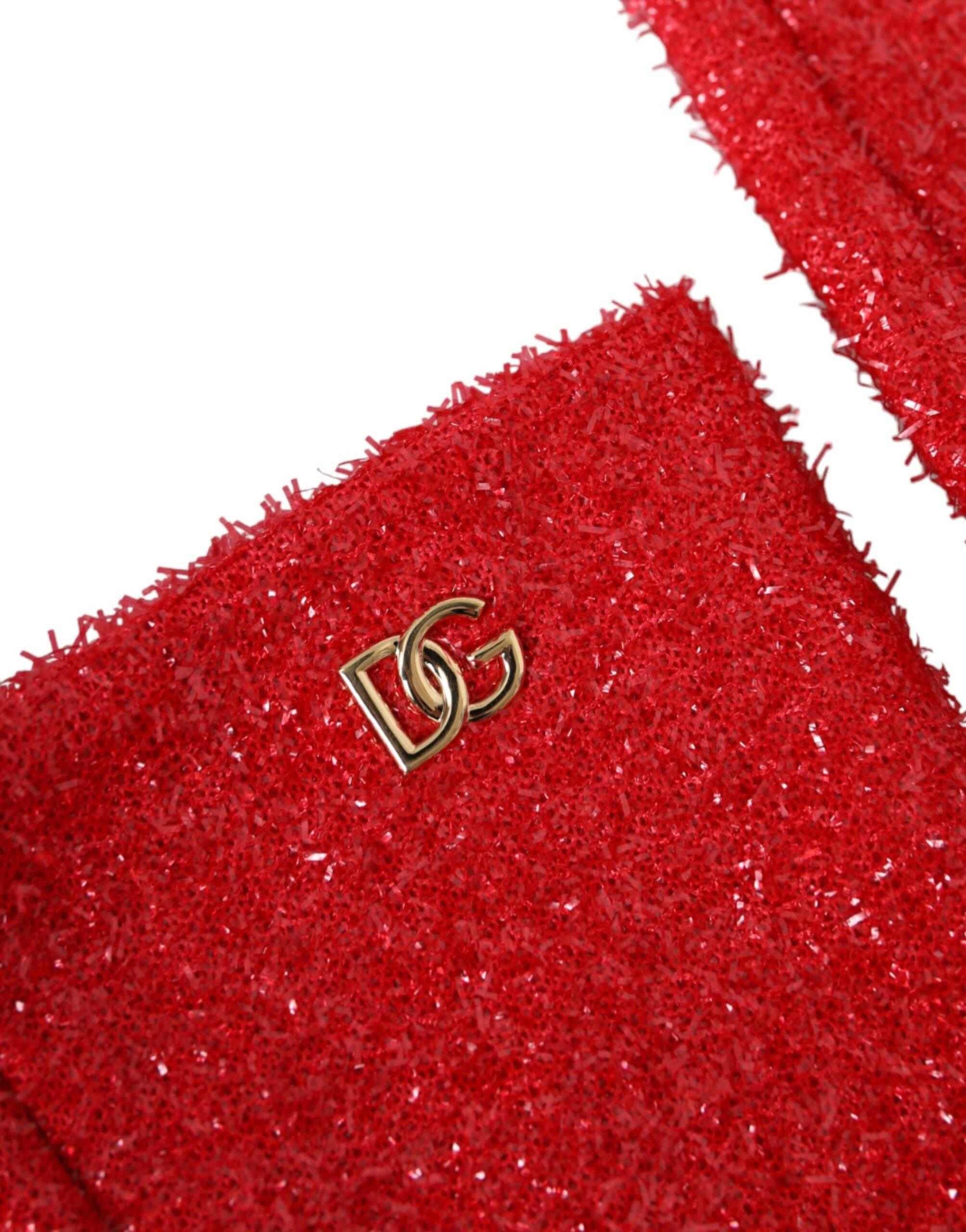 Dolce & Gabbana Red Lurex Fantasia Mid Arm Length Gloves - Hilstor
