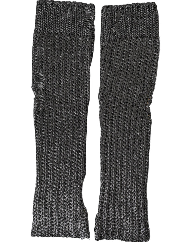 Dolce & Gabbana Gray Viscose Knitted Finger Less Gloves - Hilstor