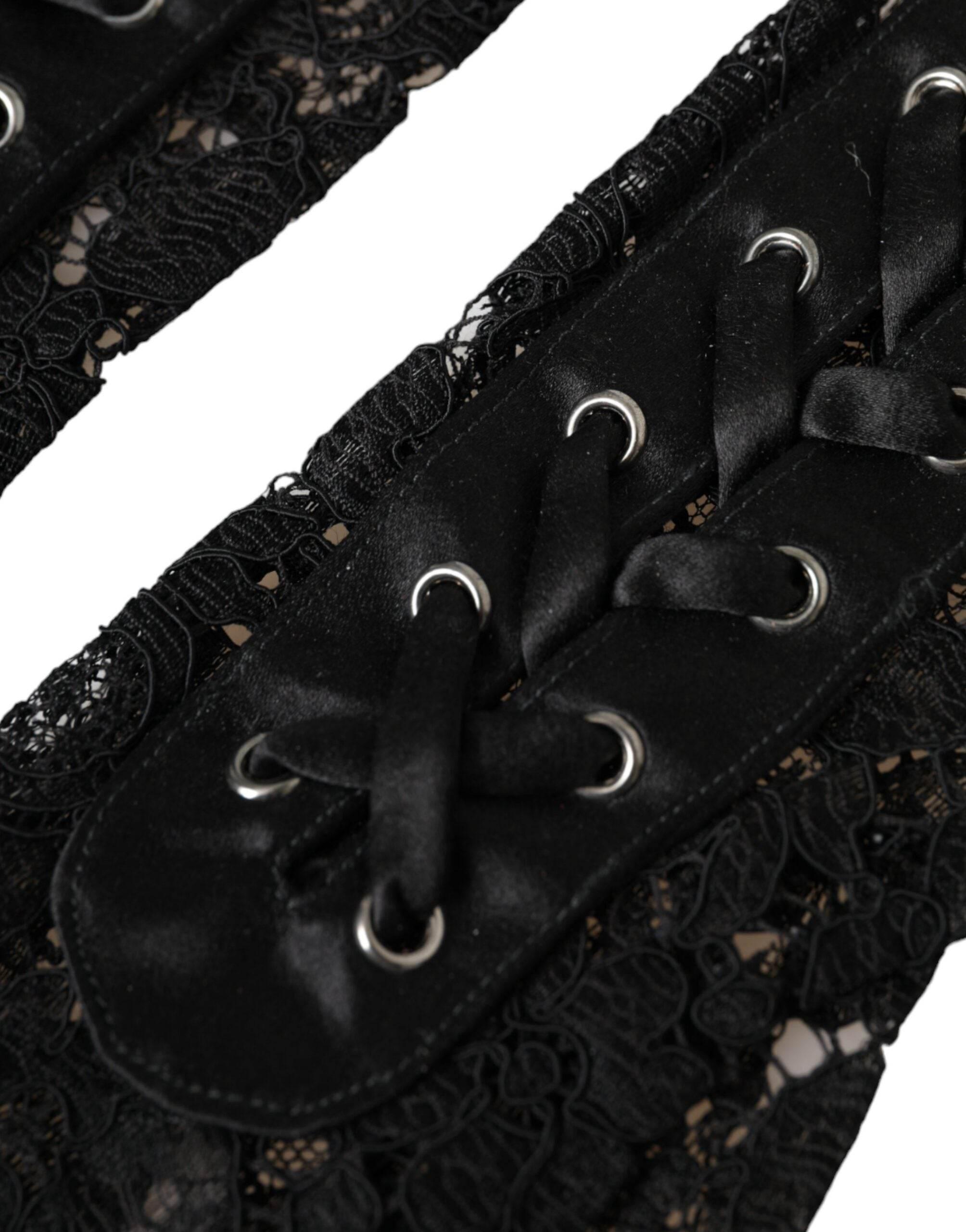 Dolce & Gabbana Black Taormina Lace Elbow Length Gloves - Hilstor