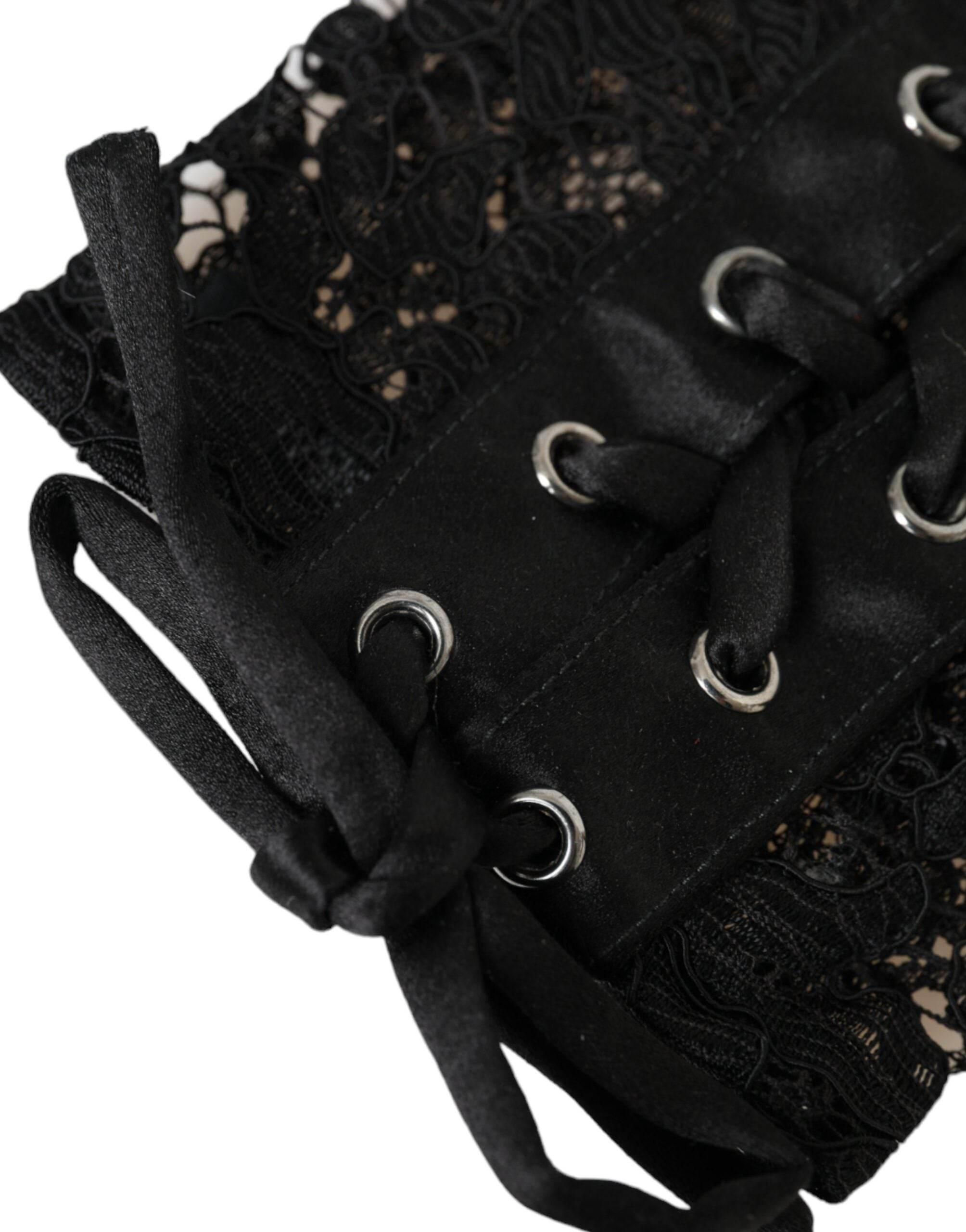 Dolce & Gabbana Black Taormina Lace Elbow Length Gloves - Hilstor