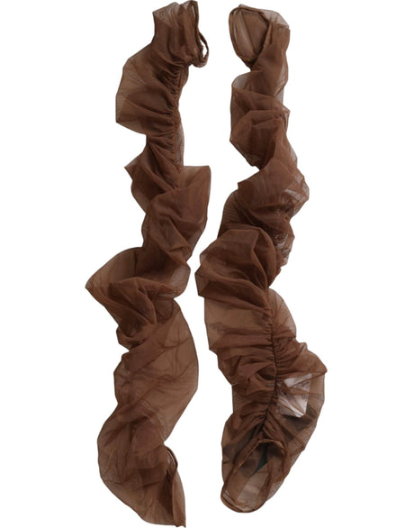 Dolce & Gabbana Brown Nylon Finger Less Elbow Long Arms Gloves - Hilstor