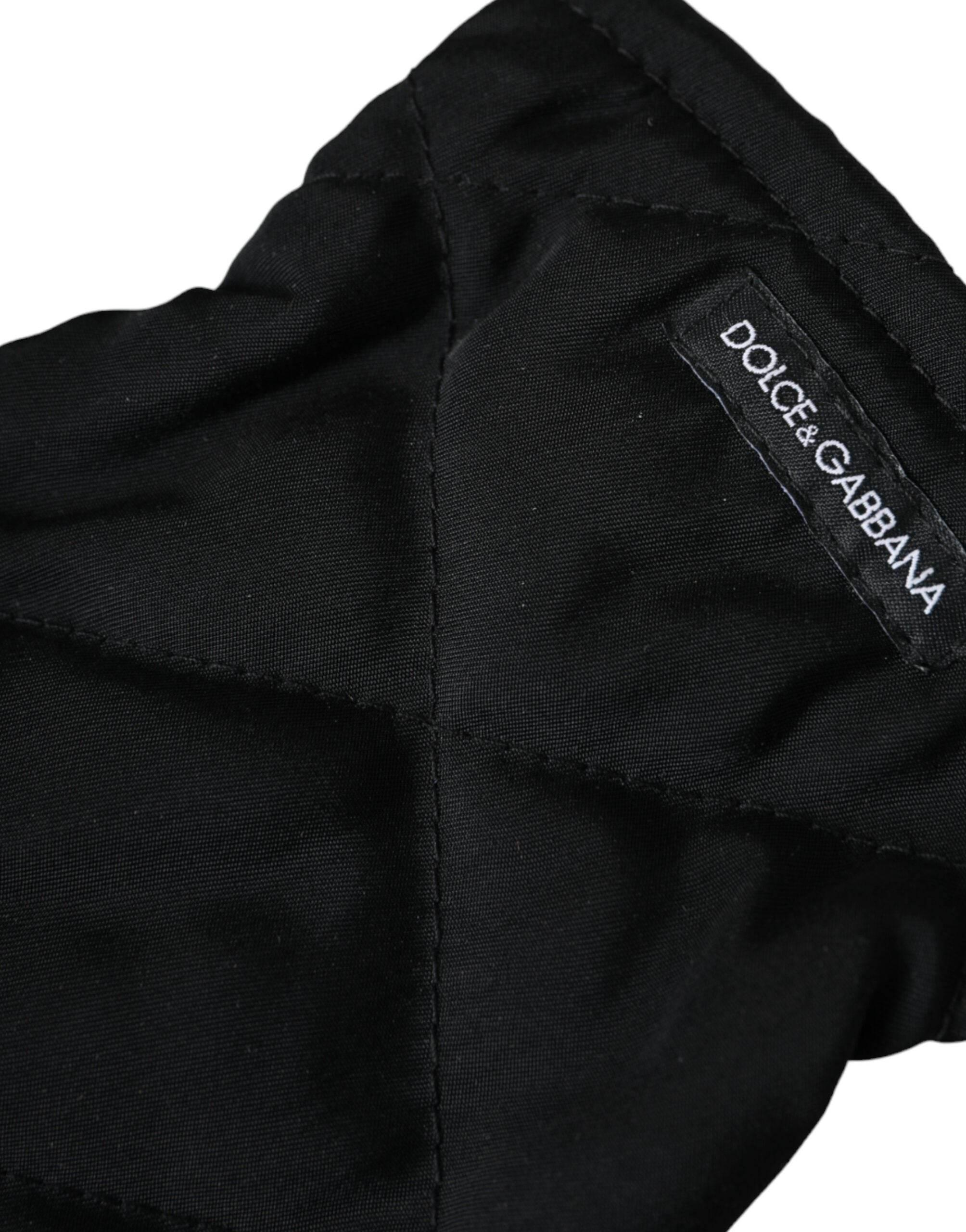 Dolce & Gabbana Black Quilted Nylon Wrist Length Mitten Gloves - Hilstor