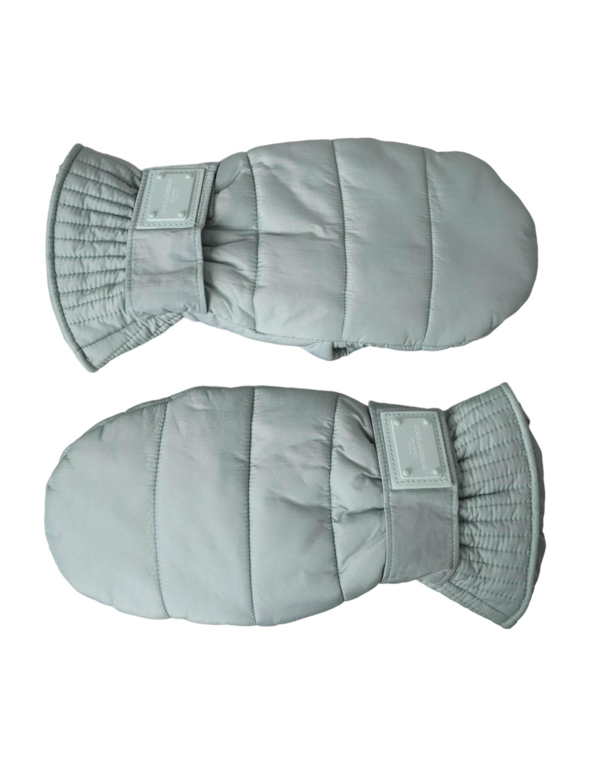 Dolce & Gabbana Green Quilted Nylon Wrist Length Mitten Gloves - Hilstor