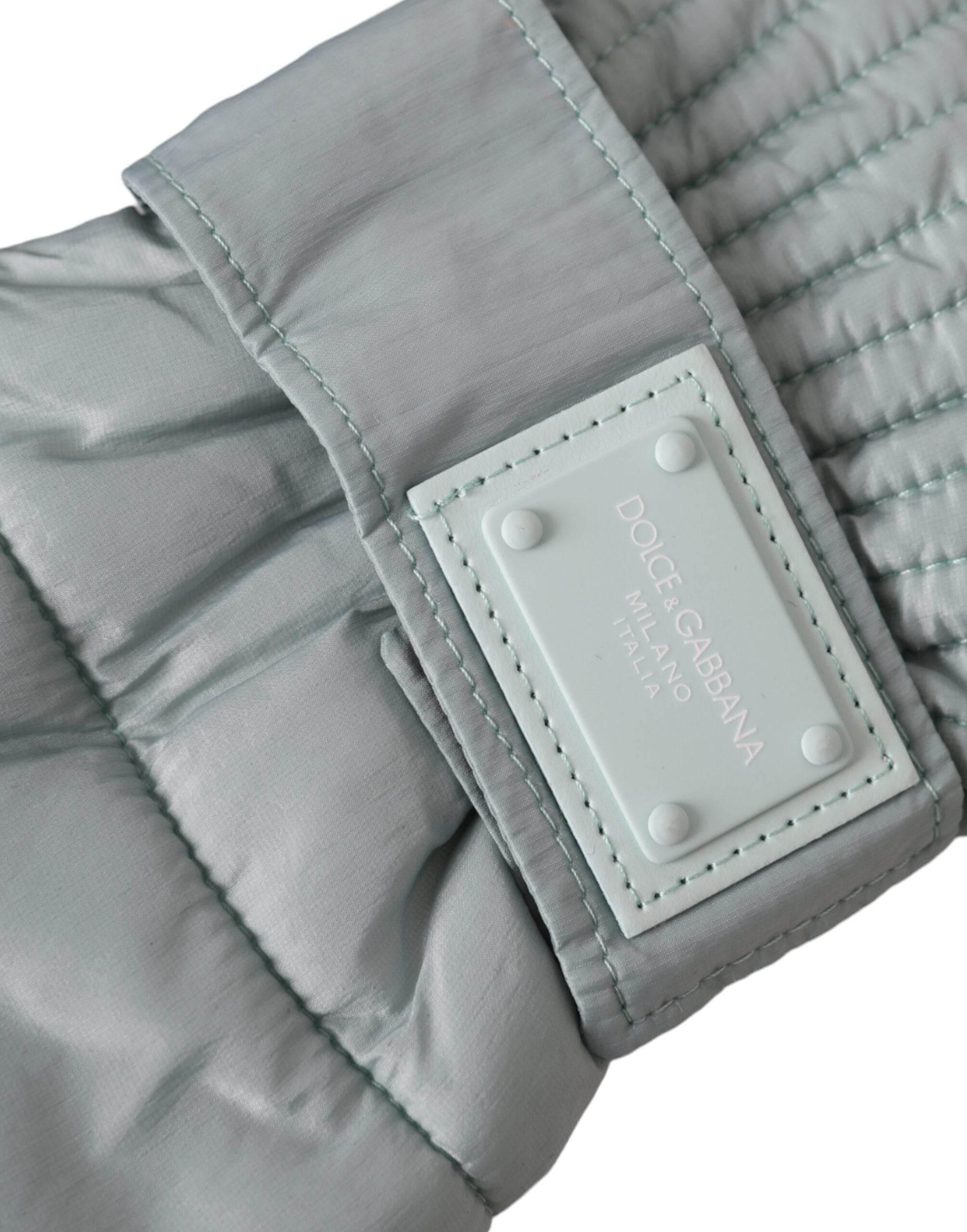 Dolce & Gabbana Green Quilted Nylon Wrist Length Mitten Gloves - Hilstor