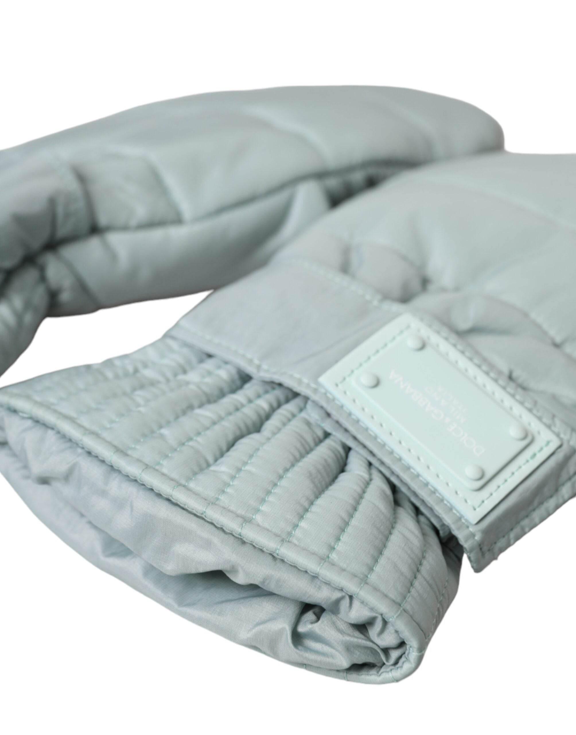 Dolce & Gabbana Green Quilted Nylon Wrist Length Mitten Gloves - Hilstor